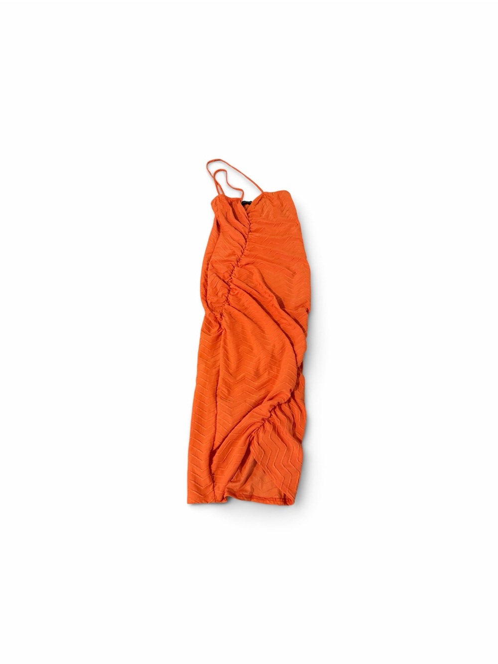 PrettyLittleThing Orange Ruched Midi Dress